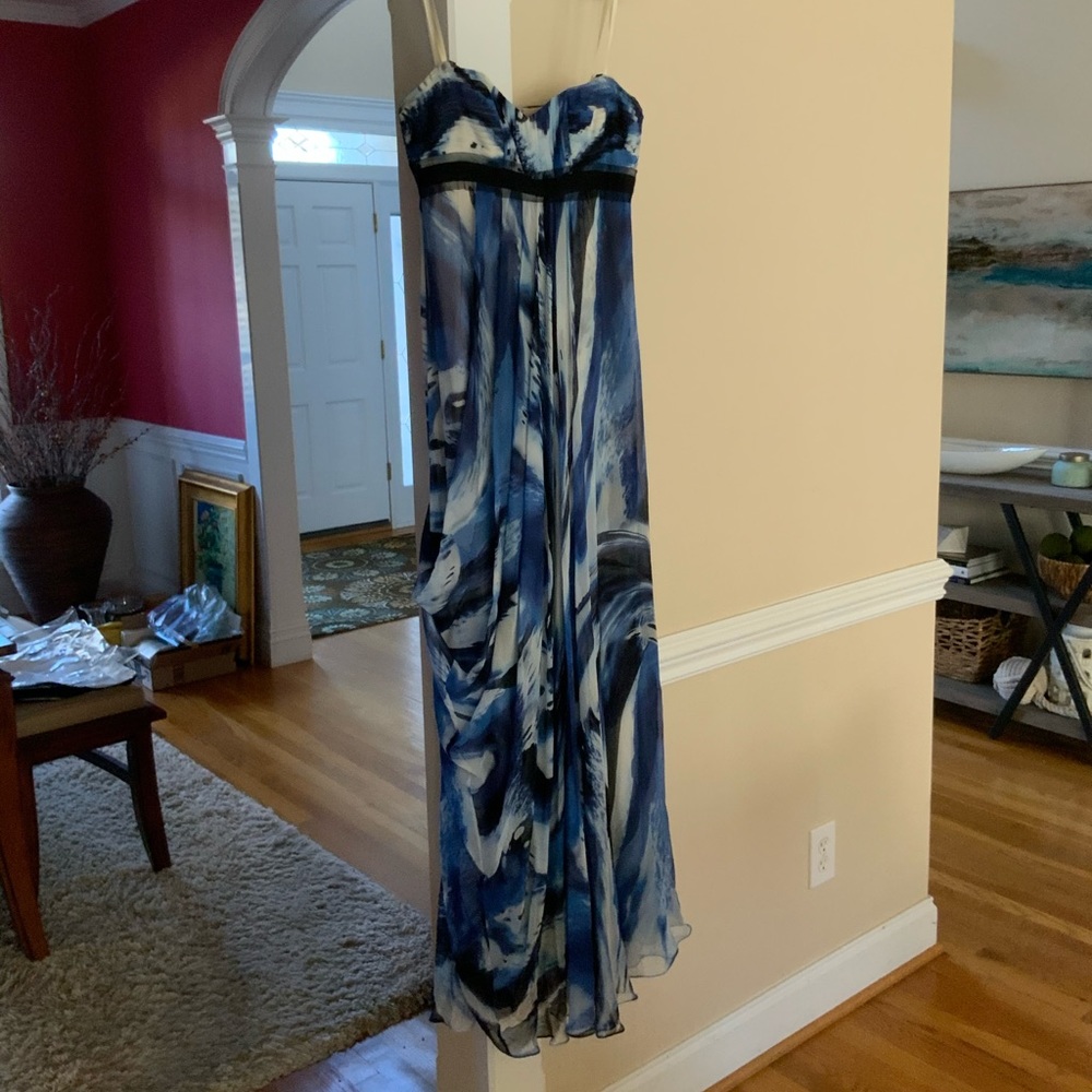 Strapless Blue Prom Dress